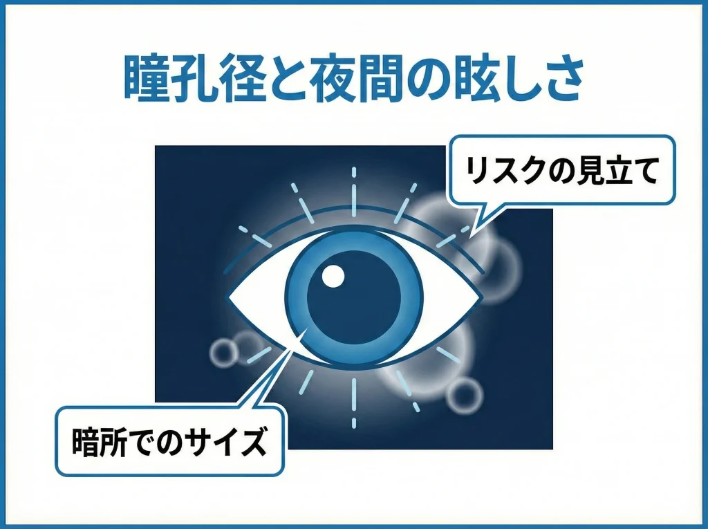瞳孔径と夜間の眩しさ