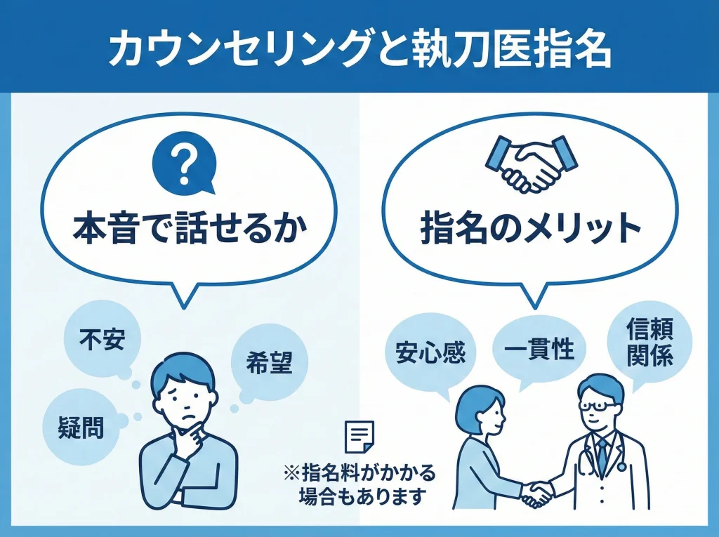 カウンセリングと執刀医指名