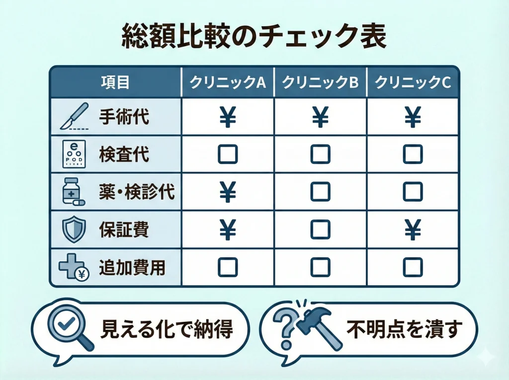 総額比較のチェック表