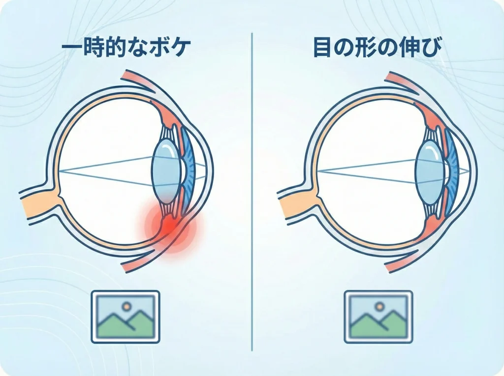 仮性近視と軸性近視の見分け