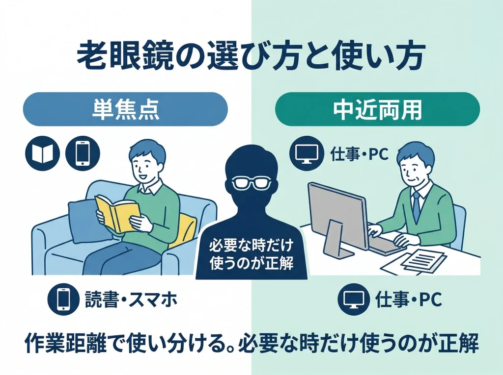 老眼鏡の選び方と使い方