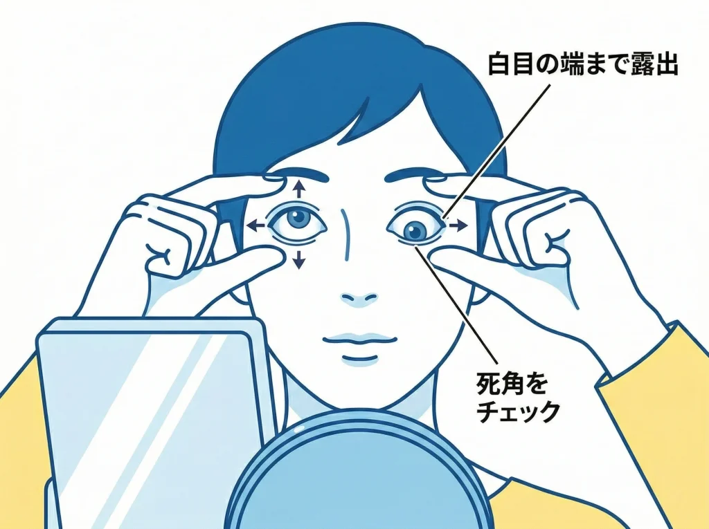 鏡で白目・まぶたを確認