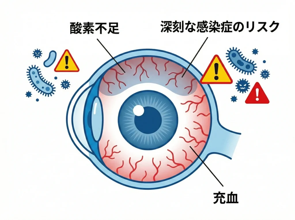 放置で角膜炎・潰瘍リスク