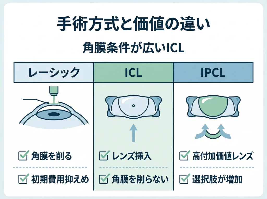 レーシックとの比較とIPCL