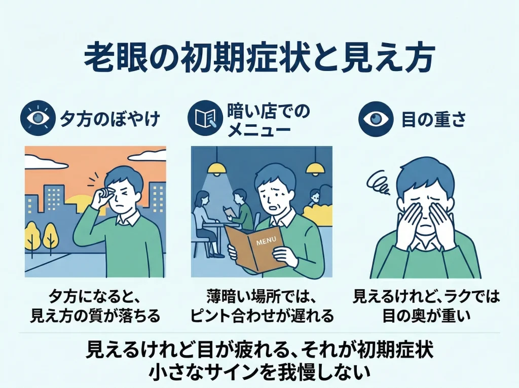 老眼の初期症状と見え方