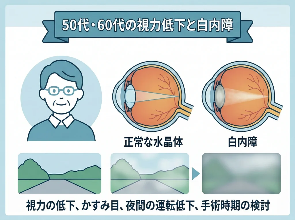 50代・60代は白内障を確認